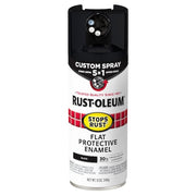 Rust Preventative Spray Paint, Black, Flat, Solvent, 12 Oz