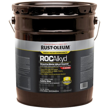 Interior/Exterior Paint, High Gloss, Oil Base, Safety Blue, 5 gal