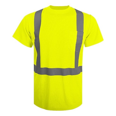 Hi-Vis T-Shirt, 2, R, Polyester, Yellow, XL