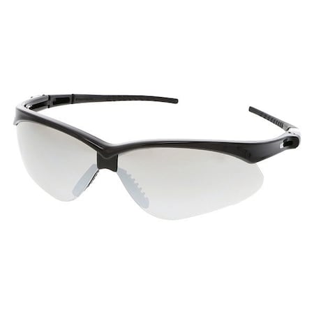 Memphis (MP1), Safety Glasses, Anti-Scratch, Silver Mirror Lens, Black Frame, Half Frame, 1 PR