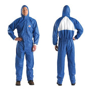 Hooded Disposable Coveralls, 2XL, Blue, SMMS