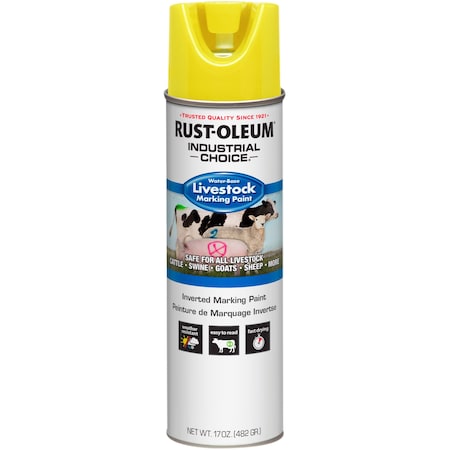 Livestock Marking Paint, Fluorescent Yellow, Water, 17 Oz