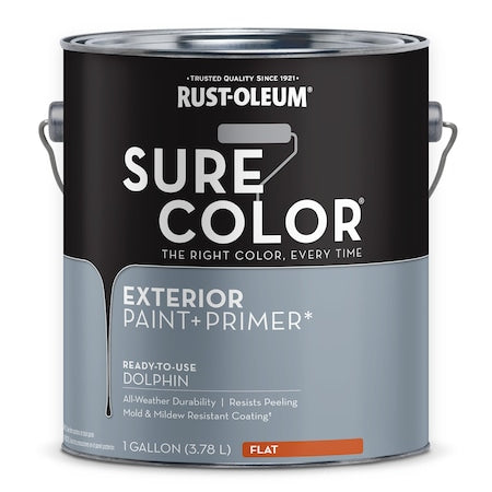 Exterior Paint and Primer, Flat, Water Base, Dolphin
