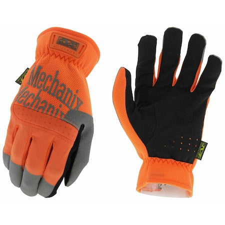 Hi-Viz FastFit(R) Mechanics Gloves, Synthetic Leather Palm, TrekDry Back, 12, Orange