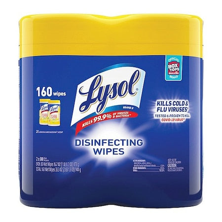 Disinfecting Wipes, Canister, Lemon and Lime Blossom, White, 2 PK