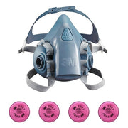 Half Mask Respirator Kit: 4 Cartridges Included, 7500 Series, Nuisance Organic Vapor, P100, Size S