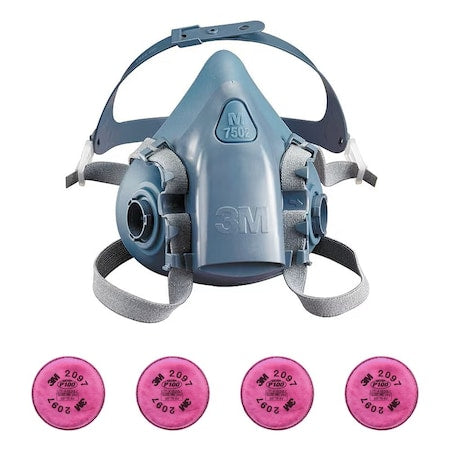 Half Mask Respirator Kit: 4 Cartridges Included, 7500 Series, Nuisance Organic Vapor, P100, Size S