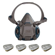 Half Mask Respirator Kit: 4 Cartridges Included, Olive Color, Silicone, Bayonet, Size L