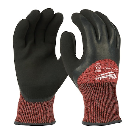 Cut-Resistant Winter Insulated Gloves, Cut Level A3 ,Double Dipped ,Latex ,Sandy ,L 12 PK