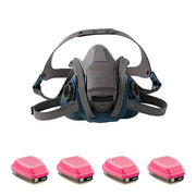 Half Mask Respirator Kit: 4 Cartridges Included, Rugged Comfort Quick Latch, (OV);P100, Size L
