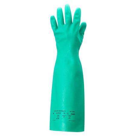 AlphaTec(R) Solvex 37-185 Chemical Resistant Gloves, Nitrile, 18 in L, 22 mil, Green, 8, 1 PR