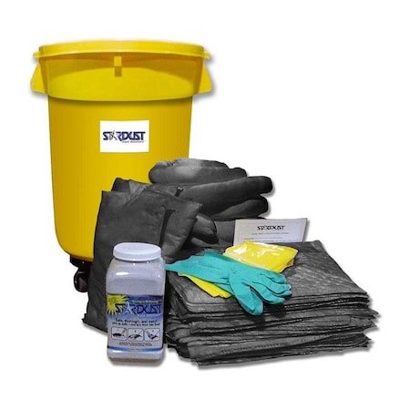 Wheeled Spill Kit, 20 gal Volume Absorbed per Kit, 32 gal Capacity, Drum, Yellow, 60