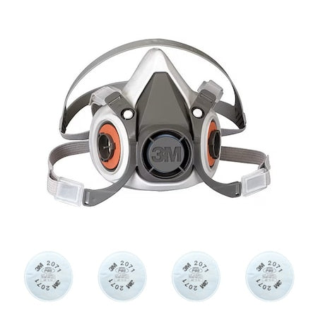 Half Mask Respirator Kit: 4 Cartridges Included, P95 Filter, Thermoplastic Elastomer, Size M