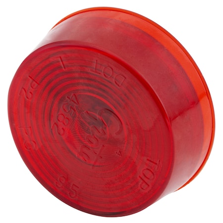 Clearance/Marker Lamp, Lens Optic, Red, Depth: 3/4"