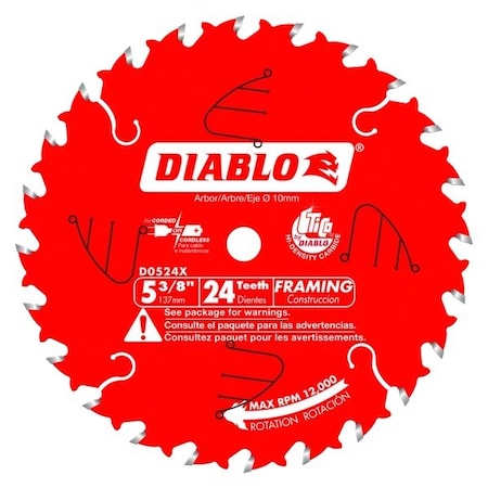 Cordless T Saw Blade,5-3/8 in dia,24T