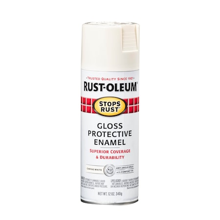 Spray Paint, Canvas White, Gloss, Solvent, 12 oz.