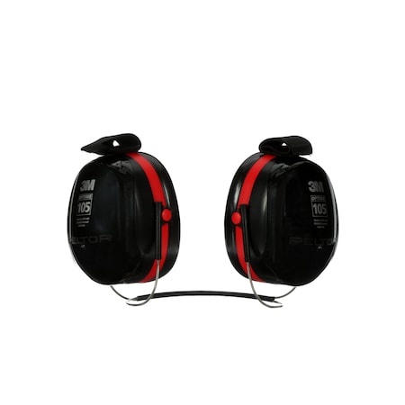 Peltor Optime 105 Behind-the-Neck Ear Muffs, 29 dB NRR, Passive, General Purpose, Black/Red