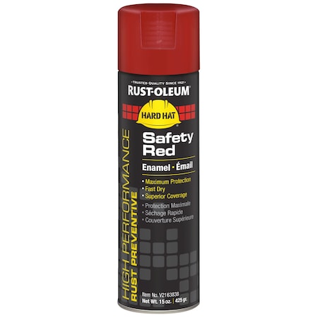 Rust Preventative Spray Paint, Safety Red, Gloss, Solvent, 15 oz