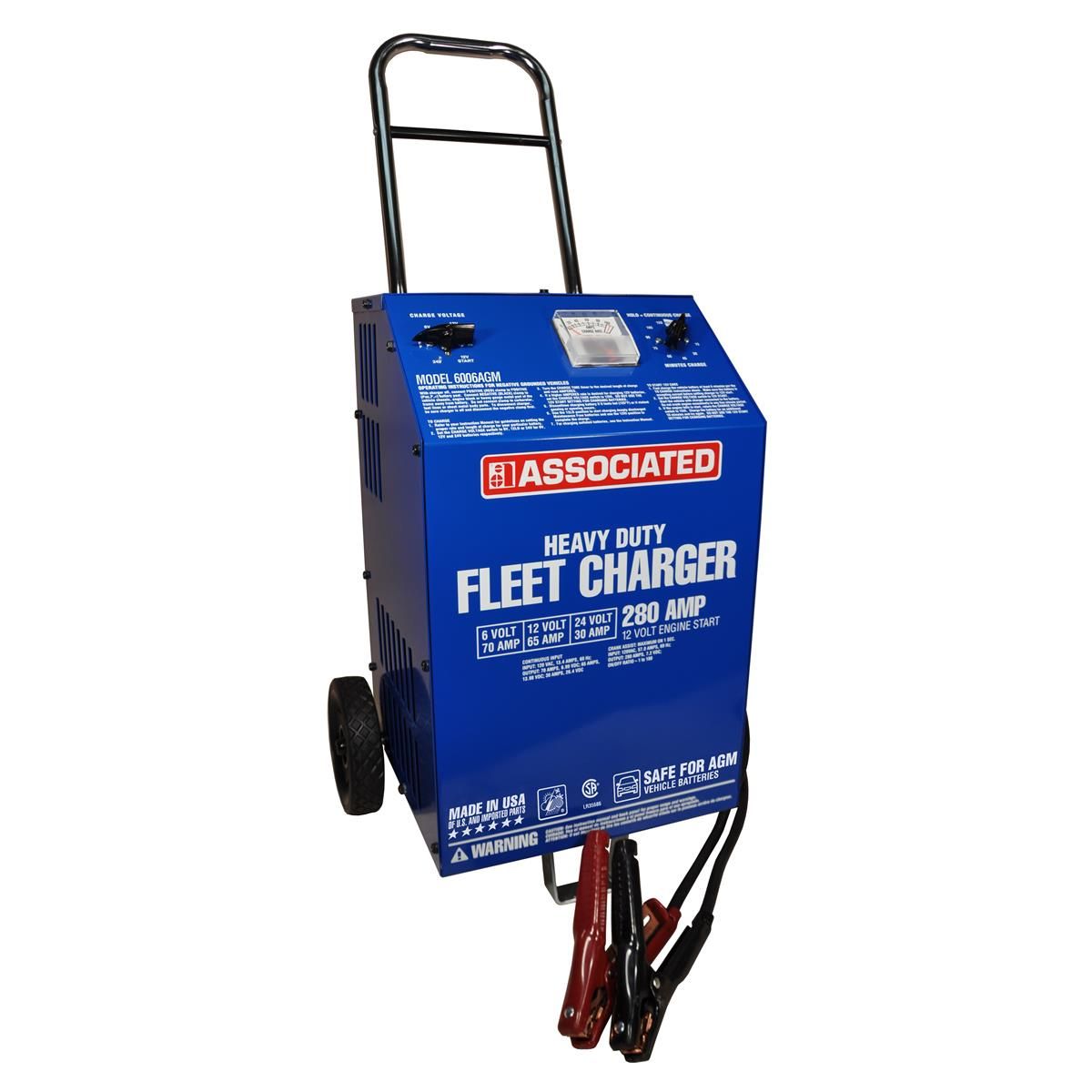 6006AGM 6V/12V/24V 70A/65A/30A Heavy Duty Fleet Wheel Battery Charger with 280A Engine Start Safe for AGM