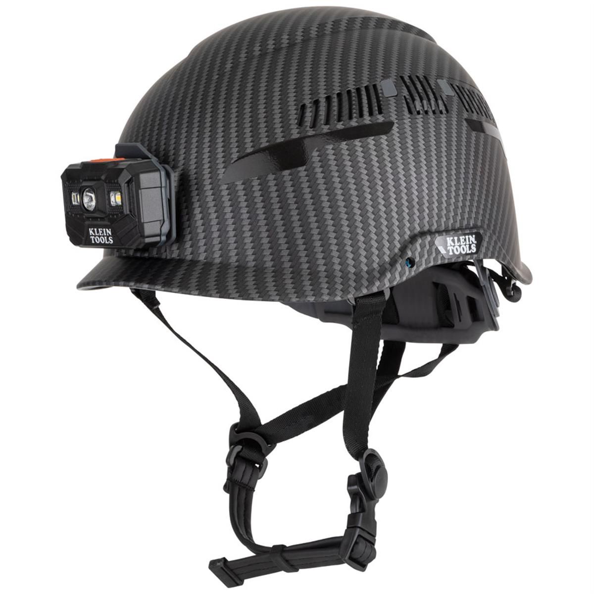 Safety Helmet, Premium KARBN™ Pattern, Non-Vented, Class E, Headlamp