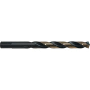 Jobber Length Drill Bit, Drill Bit Size 21/64 in, Drill Bit Point Angle 135 Degrees, Black & Gold