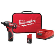 M12 1/4" Hex Screwdriver, (2) CP 1.5 Batteries, M12 Battery Charger, Storage Bag
