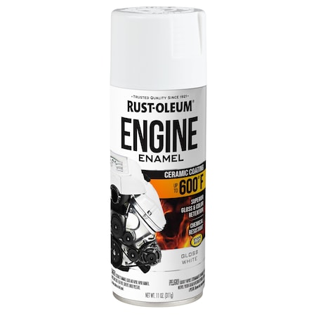Automotive 600 Degrees F Engine Enamel Spray, White, Gloss, 11 oz