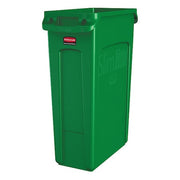 Slim Jim 23 gal Rectangular Slim-Profile Plastic Can, Green, None, Plastic, 11 in