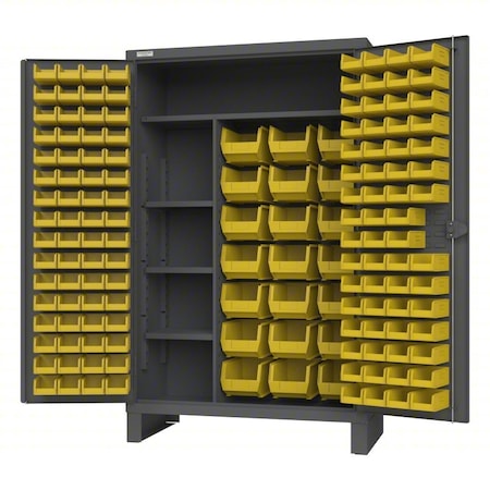 Storage Cabinet, 78 in H, 48 1/4 in W, 24 1/4 in D, Swing, Padlockeable, 4 Shelves