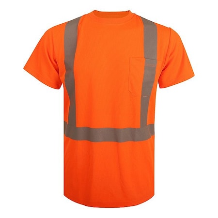 Hi-Vis T-Shirt, 2, R, Polyester, Orange, 2XL
