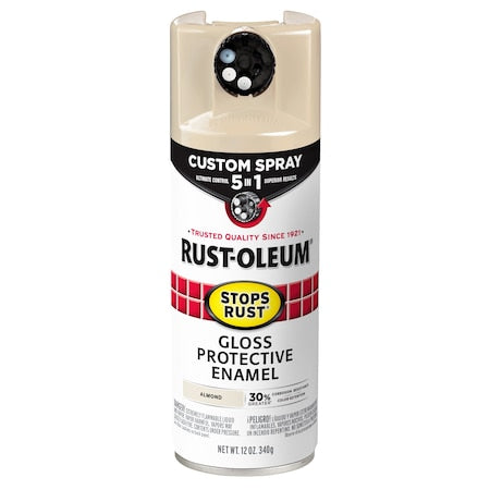 Rust Preventative Spray Paint, Almond, Gloss, Solvent, 12 Oz