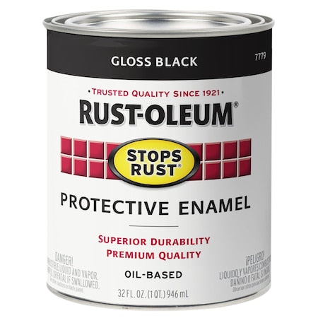 Interior/Exterior Paint, Gloss, Oil Base, Black, 1 qt