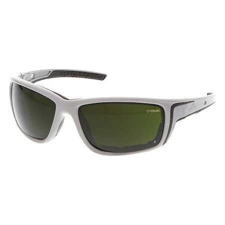 Swagger (SR5), Welding Safety Glasses, MAX6 Anti-Fog, Green Filter 5.0 Lens, Glacier Gray Frame