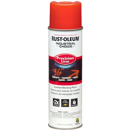 Inverted Marking Paint, 17 oz., Fluorescent Red, Water -Based