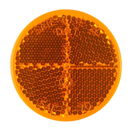 Reflector, Stick-On, Yellow, Round, Dia 2 In