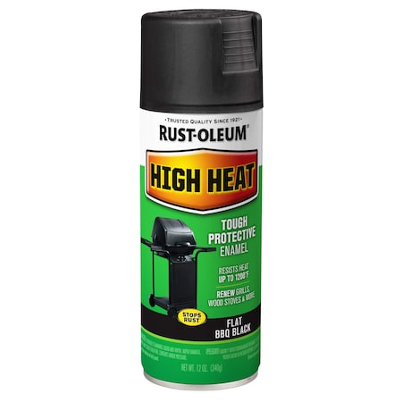 Spray Paint, Bar-B-Que Black, Satin, Solvent, 12 Oz