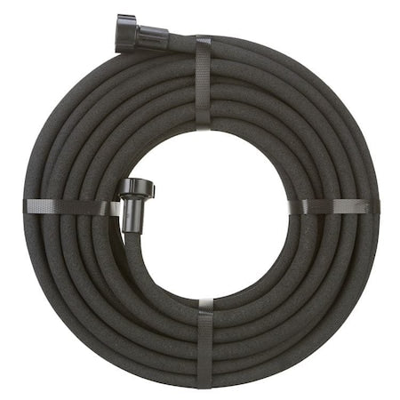 3/8 in ID x 25 ft L Garden Hose, Rubber Tube, Black, Plastic x Plastic Fitting