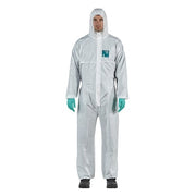 Disposable Coverallss, Hooded Coverall, 3XL, SMS, Elastic Wrist, Elastic Ankle, Serged Seam, White