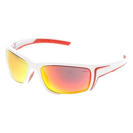 Swagger (SR4), Safety Glasses, Anti-Scratch, Fire Mirror Lens, White Frame, Full-Frame, 1 PR