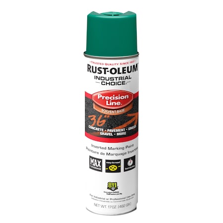 Precision Line Marking Paint, Inverted, Safety Green, 20 oz
