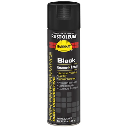 High Performance Spray Paint, Black, High Gloss, Solvent, 15 oz