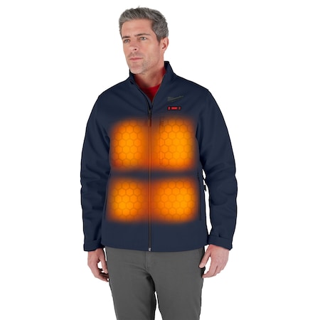 M12 Heated TOUGHSHELL Men's Jacket, Blue, Heats 3 to 12 Hours, 3 Outside Pockets, XL