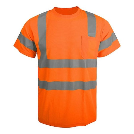 Hi-Vis T-Shirt, 3, R, Polyester, Orange, 2XL