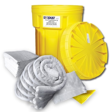 Spill Kit, 14 gal Volume Absorbed per Kit, 20 gal Capacity, Drum, Yellow, 34