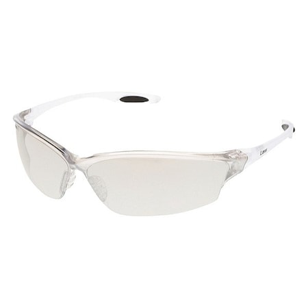 Law (LW2), Safety Glasses, Anti-Scratch, I/O Clear Mirror Lens, Clear Frame, Frameless, 1 PR