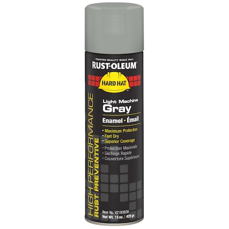 Rust Preventative Spray Paint, Light Machinery Gray, Gloss, Solvent, 15 oz