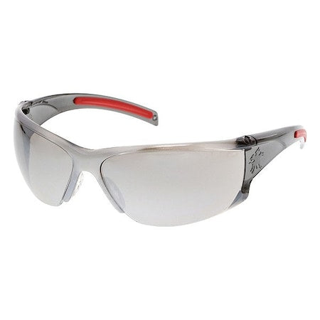 Hulk HK1, Safety Glasses, Anti-Scratch, Silver Mirror Lens, Smoke/Red Frame, Frameless, 1 PR