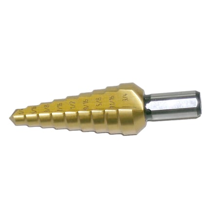 118 Degree Step Drill Cle-Line 1874-TN TiN HSS RHC 3/16-7/8 x 1/16