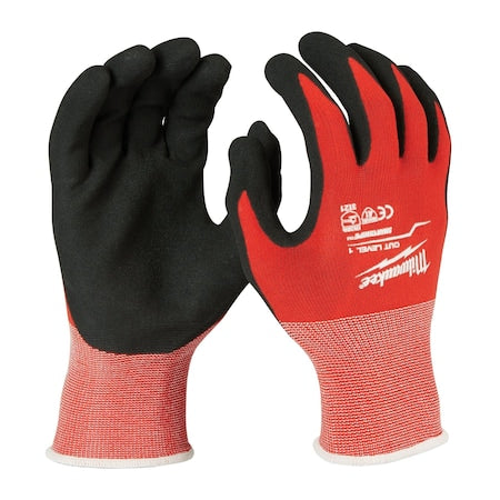 Coated Gloves, Nitrile, Sandy, Palm, Not Rated Abrasion Level, Red, 2XL 12 PK