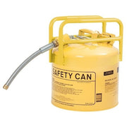 Type II Safety Can, Galvanized Steel, 5 gal, 5/8 in Metal Hose, DOT Transport, Yellow, Diesel
